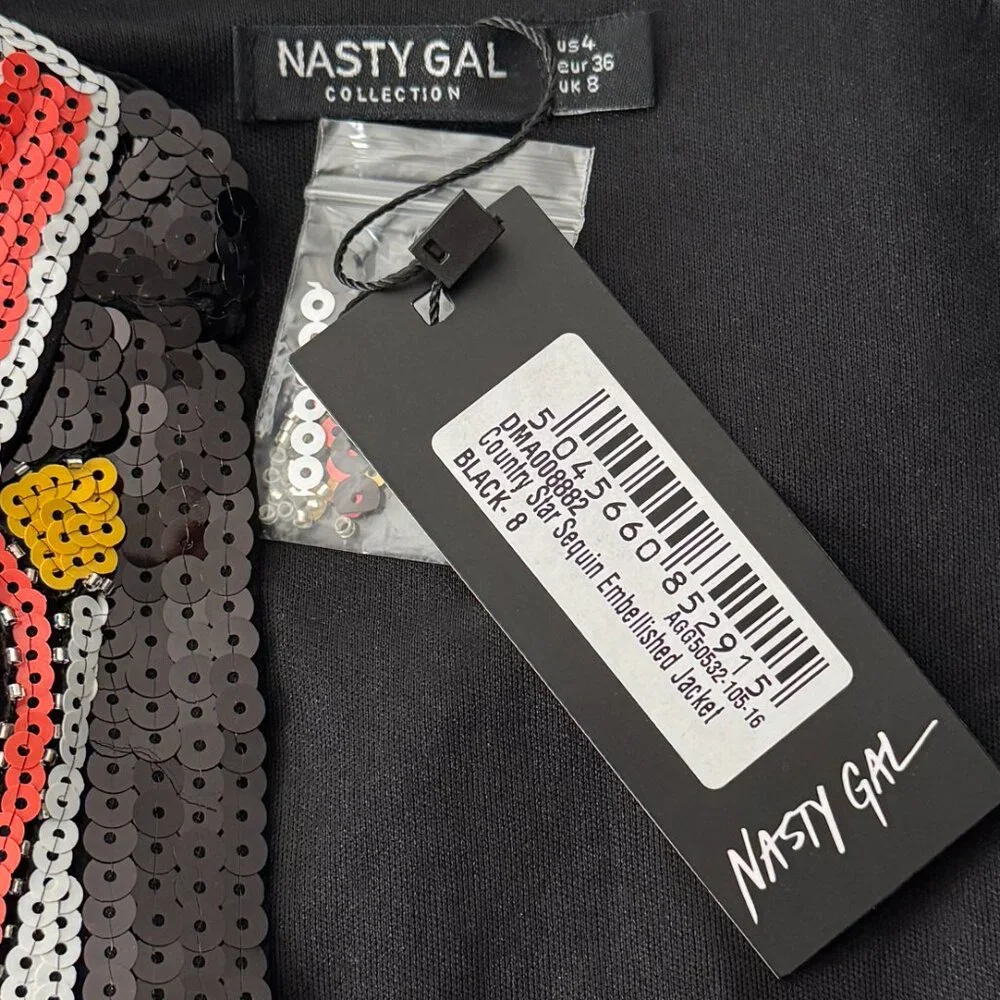 NASTY GAL COUNTRY STAR SEQUIN JACKET GLAM WESTERN FESTIVAL FIERCE COWGIRL 4 - Picture 10 of 14